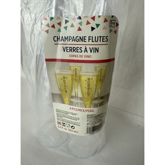 Unbranded Other - 8-Pack Disposable Plastic Champagne Flutes 5.5 oz Party Cups